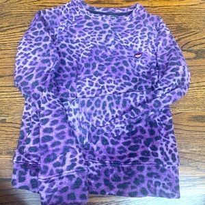Gently worn Spiritual Gangster girls purple  leopard print sweatshirt size s/10